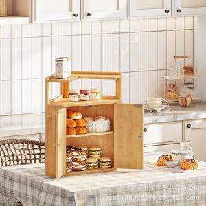 Gabinete de Esquina para Cocina de Bambú con Almacenamiento de Doble Capa, Color Madera Natural, para Uso en Encimera - Product Image 3