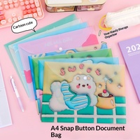 Bolsa de Archivo A4 de PP de Alta Calidad, para Estudiantes, Pruebas, Documentos, Papelería, Almacenamiento Creativo de Oficina, Diseño con Botón a Presión