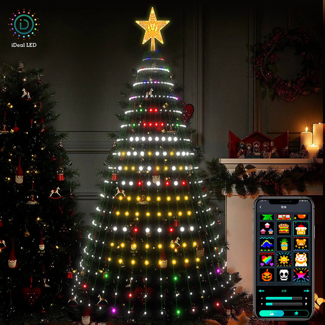 USB APP Smart Christmas Tree Lights for Bluetooth Magic Color Point Control Fairy Lights String for Holiday RGB