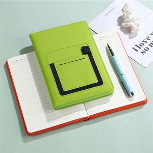 Custom A5 Leather Journal Notebook Cover with Portable Phone Pocket Card Holder Education/Agency/Insurance <b>Paper</b>-for Promotions - Product Image 6