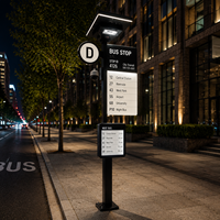 Parada de Autobús Inteligente con Señalización Digital Solar y Pantalla de Tinta, Bajo Consumo de Energía, Ciudad Inteligente