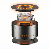 Cheminée à vapeur d'eau SEFIRE ODVF350 en forme de flamme, fonctionnement silencieux <30dB, cheminée à vapeur ronde d'extérieur pour la décoration de villa