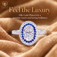 Bague de fiançailles en argent 925 plaqué or 18 carats avec moissanite taille ovale, double halo, saphir et diamants pavés, pour femme, luxe, mariage, OEM