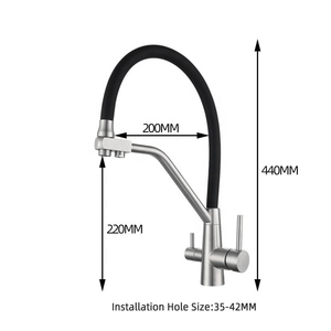 Robinet de cuisine extractible en acier inoxydable, robinet de cuisine 3 voies avec purificateur d'eau potable - Product Image 3