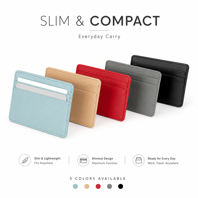 Custom Logo Wholesale PU Leather Card Holder Slim Wallet Personalized Minimalist Multi-colored Credit Card Case with Logo Print