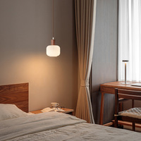 Lustre en verre brun de style japonais, bois naturel, design moderne minimaliste pour restaurant, salle à manger, chambre à coucher, utilisation au chevet, éclairage