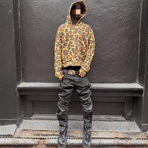 Vestes de travail à capuche zippées pour hommes, en <span class=keywords><strong>molleton</strong></span> de coton 450 GSM, imprimé guépard rose camouflage, col montant, effet délavé, OEM, fournisseur d'usine sur mesure - Product Image 3