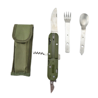 Ensemble de couverts pliables jetables en acier inoxydable, multi-usages, pour le camping en plein air, vaisselle de pique-nique en trois pièces