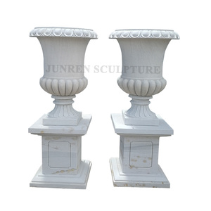 De alta calidad de piedra arenisca <span class=keywords><strong>Beige</strong></span> Simple y estilo clásico maceta en Stock para jardín - Product Image 2