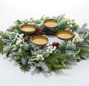 Vente en gros de porte-bougies de Noël personnalisables multicolores à 4 tasses, couronne de l'avent pour table à manger, décoration de Noël - Product Image 1