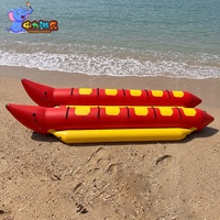Bateau banane gonflable Red Flying Shark pour plusieurs personnes, à deux tubes, remorquable, pour les sports nautiques en station balnéaire
