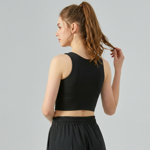 Wholesale Women's Front Zipper Yoga <b>Bra</b> <b>Racerback</b> Medium Impact Padded Sports <b>Bra</b> Buttery Soft Breathable Workout Crop Top - Product Image 5