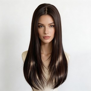 วิกผมสไตล์ซอฟต์, <span class=keywords><strong>ผม</strong></span><span class=keywords><strong>ยาว</strong></span>ตรงแสกกลาง, หมวกคลุม<span class=keywords><strong>ผม</strong></span><span class=keywords><strong>แบบ</strong></span>โลลิต้า, ทรงผมแบบเลเยอร์ - Product Image 1