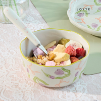 JOYYE-Vaisselle de Tulipes Violettes Peintes à la Main, Élégance Rêveuse, avec Formes Biologiques, Assiette à Fleurs, Mug, Bol, Vaisselle