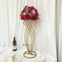 Support de fleurs géométrique en fer doré détachable de 80 cm de haut, idéal pour les fêtes et mariages, emballé en carton, centre de table de luxe