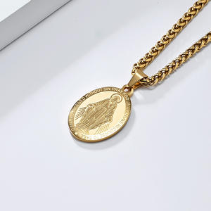 Collar con colgante de santo guardián católico para hombre, cadena de oro, amuleto religioso, medallón protector, joyería de moda - Product Image 4