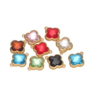 <span class=keywords><strong>Pendentif</strong></span> trèfle en verre plaqué <span class=keywords><strong>or</strong></span> PVD 18 carats en acier inoxydable 13 mm 17 mm, breloques trèfle à quatre <span class=keywords><strong>feuilles</strong></span> pour la fabrication de bijoux et accessoires - Product Image 1