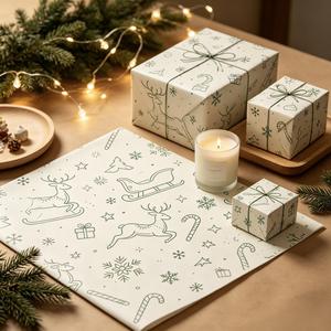 Wholesale Custom Printed Christmas Tissue <b>Paper</b> 17g 60g 80g Xmas Gift <b>Wrap</b> for Holiday Present Box Inner & Outer Gift Packaging - Product Image 2
