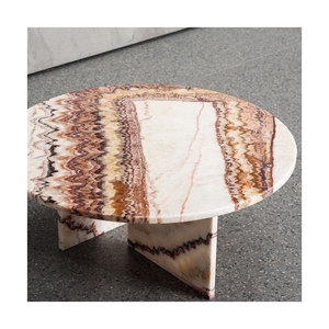 Mesa de Centro Redonda de Ónix de Baja Altura para Sala de Estar, Mesas de Piedra de Jade y Mármol Personalizadas de Estilo Mid-Century de UnionStone Real Onyx - Product Image 2
