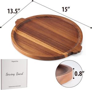 <span class=keywords><strong>Plateau</strong></span> <span class=keywords><strong>de</strong></span> service rond en bois d'acacia <span class=keywords><strong>de</strong></span> 13 pouces avec logo gravé personnalisé, <span class=keywords><strong>plateau</strong></span> <span class=keywords><strong>de</strong></span> table basse, <span class=keywords><strong>plateau</strong></span> <span class=keywords><strong>de</strong></span> service pour <span class=keywords><strong>fromage</strong></span> et charcuterie avec poignée - Product Image 4