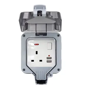 Weerbestendige Waterdichte Buitenmuur Power Geschakelde Socket Uk Standaard Stopcontact Met Neon Cover