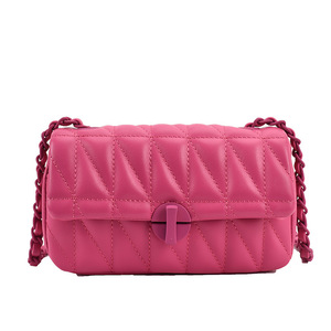 Bolso Cuadrado Pequeño con Diseño de Nicho y Patrón de Diamantes, Bolso de Hombro Cruzado de Moda para Mujer, de Cuero Suave con Cierre de Cadena - Product Image 6