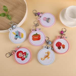 Kit de point de croix personnalisé 11CT 14CT <span class=keywords><strong>Aida</strong></span> avec motif estampé, broderie, artisanat, porte-clés avec cerceau - Product Image 1