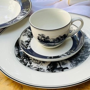 ชุดจานอาหารค่ำลายขาวดำสไตล์คลาสสิกจากไม้เก่าของยุโรป ขายส่งราคาพิเศษ - Product Image 6