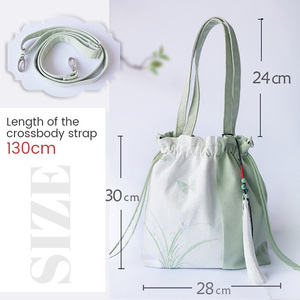 Borsa a Tracolla Vintage con Ricamo Floreale, Stile Antico, Sacchetto con Coulisse in Pelle PU, Borsa a Mano da Donna - Product Image 4