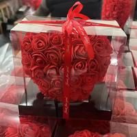 Vente chaude 15cm Mousse Rose Coeur Artificielle Conservée Roses Coeur Saint Valentin Fête Des Mères Cadeaux