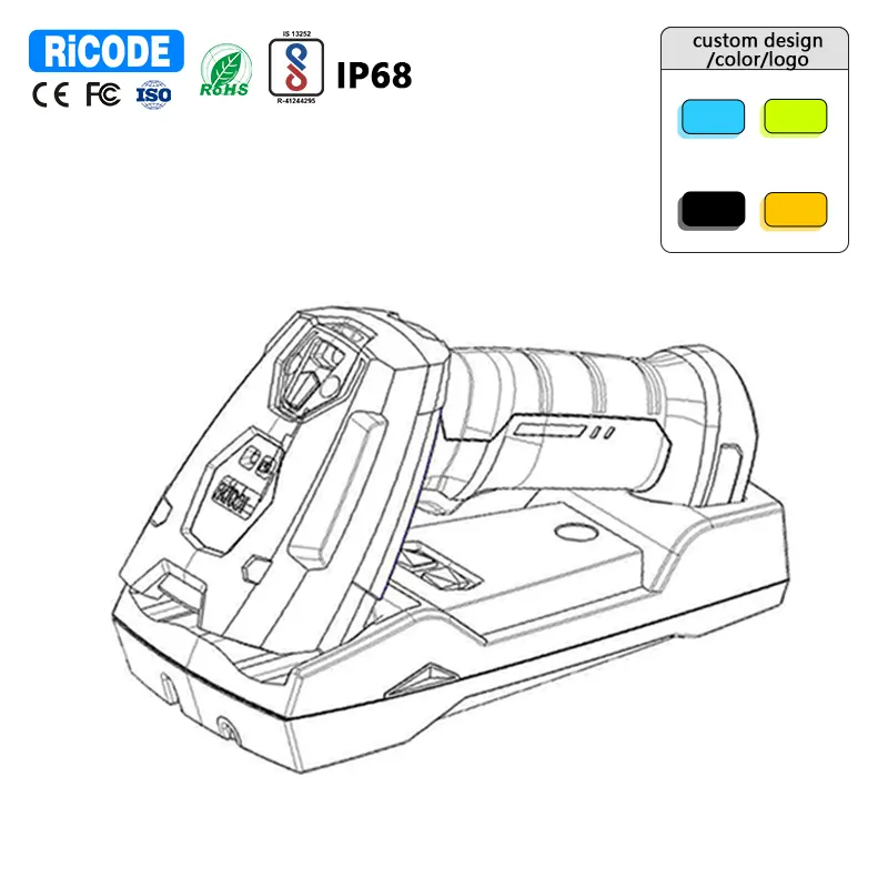 Ticode Ti6820 Industriële Dpm 2d Barcodescanner Beschermd Met Roestvrijstalen Oppervlaktescans Gegraveerde Pdf417-codes Rs232-kabel