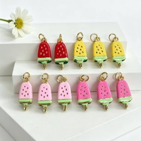 Charmes en émail FABCM-14 en forme de pastèque mignonne en cuivre et de crème glacée plaqués or 18 carats pour accessoires de bracelet