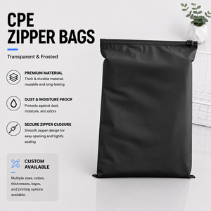 Sacs à fermeture éclair en CPE noir mat, sacs d'emballage opaques pour la confidentialité, pochettes en plastique auto-scellantes pour objets personnels - Product Image 1
