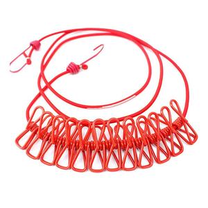 Portable Elastic Windproof Drying Clothes Hanger Clothes Line With 12 <b>Clips</b> Drying Rack Clothes Line Travel Retractable Rope - Product Image 2
