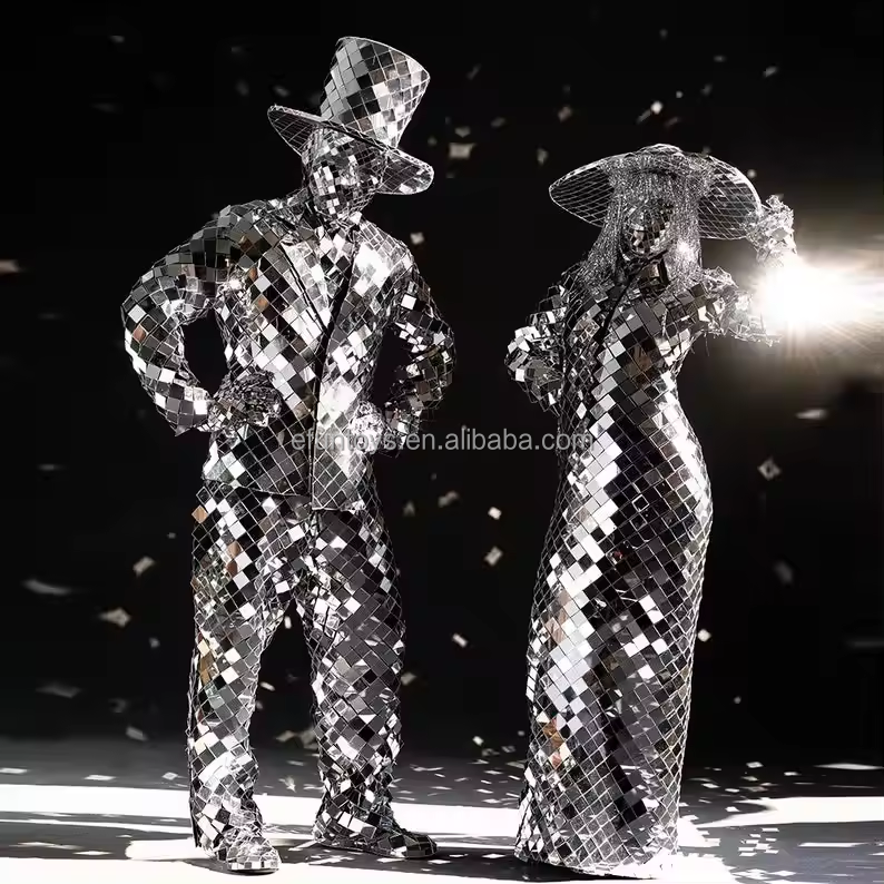 mirror ball head costume