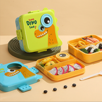 Boîte à lunch bento micro-ondable à double couche avec dessin de dinosaure
