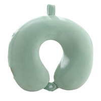 Oreiller en coton à mémoire de forme pour voyage à la maison de couleur unie avec rembourrage en mousse en forme de U pour utilisation en avion, hôtel et camping