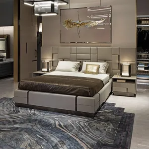 Italienische Marke super großes breites Bett zurück Luxus Leder Kingsize-Bett