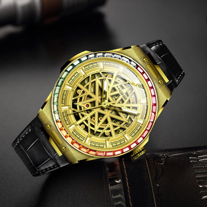 Reloj Mecánico Automático MIGE de 42 mm con Caja Redonda Dorada de Lujo para Hombre, con Cristal de Zafiro y Correa de Cuero Genuino, Movimiento Miyota Skeleton - Product Image 2