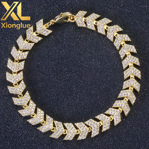 Durable 8MM Cuban Link <b>Chain</b> Gold Plated Arrow Design Full <b>Iced</b> <b>Out</b> Cubic Zircon Bracelet Pave Hop Jewelry Gift - Product Image 4