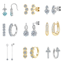 Clip diamant luxe 925 argent Sterling VVS Moissanite pavé Type 1.3mm 0.01ct personnalité classique boucle d'oreille hexagonale pour les femmes
