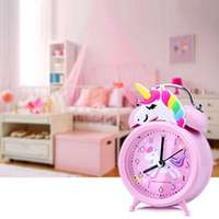 Horloge à Double sonnette licorne pour enfants, réveil avec rétro-éclairage, jolie horloge de bureau, décoration de la maison, cadeaux pour enfants