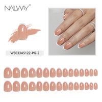 Fournisseur professionnel Nailway – Faux ongles ronds courts, 30 pièces, 15 tailles, style French, vente en gros, sur mesure, marque privée