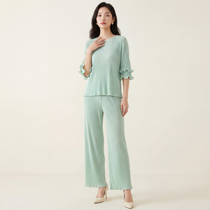 Conjunto Plisado de Moda para Mujer, Novedad 2026, Venta Caliente, Elegante y Casual, Dos Piezas con Volantes, Estampado Floral, Largo hasta el Tobillo - Product Image 1