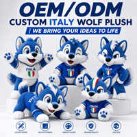 Peluche Loup Italie Football Européen Personnalisée 2028 – Vente en Gros OEM ODM – Jouet en Peluche Doux Mascotte de Football – Cadeau pour les Fans