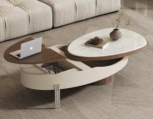 Foshan Factory MRH Petal Coffee <b>Table</b> Modern Solid Wood Extendable Design Light Luxury Living Room Furniture - Product Image 2