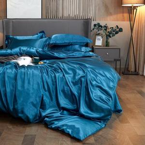 Châu Âu Phong Cách Sang Trọng Satin Lụa Khách Sạn Đẹp Tinh Tế Đồng Bằng Bộ Đồ Giường Đặt Tấm Trải Giường Lụa Satin Duvet <span class=keywords><strong>Set</strong></span> - Product Image 3