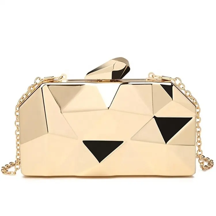 Gold Acrylic Geometry Clutch Evening Bag Chain Women Handbag For Party Shoulder Bag