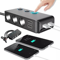 Adaptateur allume-cigare TR30 pour voiture, trois prises, quatre ports USB, interrupteurs indépendants, charge rapide QC 30, 120W haute puissance