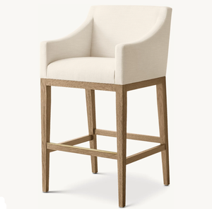 Taburete de Barra Contemporáneo RH OEM Morgan de Madera Maciza con Brazos Diagonales, Tapizado en Tela Ecológica, Diseño Duradero para Bares Domésticos y Comedores - Product Image 3